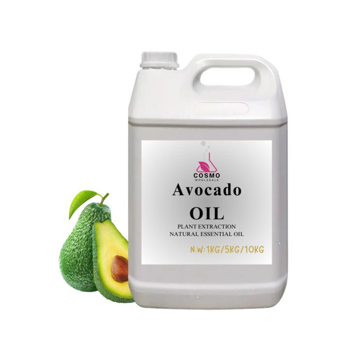 a white jug with a label next to avocado